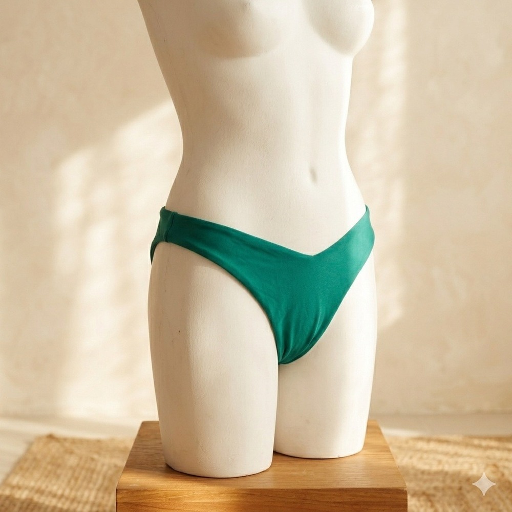 Blackbough Womens Swim Bottoms Medium Green High Cut Cheeky Minimalist Beachwear